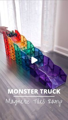 a video demonstrating how to make a monster truck with magnetic tiles