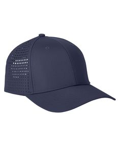 the flexfit cap in navy has perfored panels on the front and sides