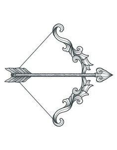 an arrow is drawn in the shape of a bow