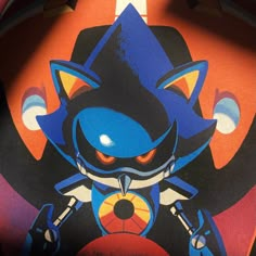 an image of a sonic the hedgehog poster on a skateboard that is upside down