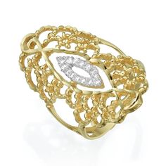 artisan design 14k solid yellow gold Filigree design Full finger ring with 14 sparkling 1.30mm diamonds total carat weight of 0.14 ct approx total gold weight 5.00 grams Great value ! Yellow Gold Filigree Ring With Diamond And Prong Setting, Elegant Yellow Gold Filigree Ring With Diamond Accents, Gold Filigree Ring With Single Cut Diamonds, Elegant Gold Filigree Ring With Single Cut Diamonds, 14k Yellow Gold Filigree Ring With Diamond Accents, Gold Marquise Ring With Diamond Accents, Yellow Gold Filigree Ring With Diamond Accents For Wedding, Anniversary Yellow Gold Filigree Ring With Single Cut Diamonds, Heirloom Gold Filigree Ring With Single Cut Diamonds