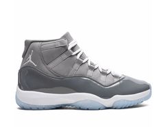 Reimagining the original 1995 silhouette, the Air Jordan 11 Retro boasts a classic sports-style aesthetic. The supportive high-top upper on this pair is presented in a medium grey, cool grey and white colourway, supported underfoot by the signature Air cushioning. Gray Lace-up Basketball Shoes With Translucent Outsole, Gray High-top Custom Sneakers For Sports, Modern Gray Sneakers With Abzorb Midsole, Casual High-top Patent Leather Sneakers, Gray Custom Sneakers With Abzorb Midsole For Sports, Silver High-top Basketball Shoes For Streetwear, Modern Gray Sneakers With Contrast Sole, Modern Gray Sneakers With Laces, Silver High-top Sneakers With Abzorb Midsole