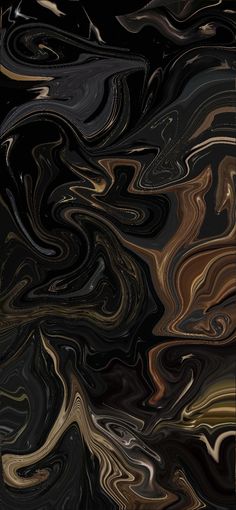 an abstract painting with black, brown and white swirls on the bottom half of it