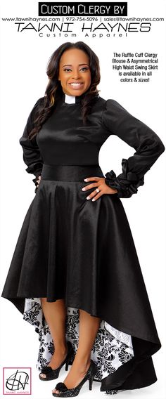 Feminine Clergy by Tawni Haynes! Order @ http://shop.tawnihaynes.com/product-p/ruffle-cuff-clergy-blouse.htm or call 972-754-5096. Available in all colors & sizes. Group orders welcome! Elegant Evening Blouse With Ruffle Sleeves, Elegant Ruffle Sleeve Evening Blouse, Silk Party Blouse With Pleated Sleeves, Silk Blouse With Pleated Sleeves For Party, Fitted Blouse With Ruffle Hem For Party, Fitted Ruffle Hem Blouse For Party, Elegant Black Pleated Blouse, Fitted Pleated Blouse For Party, Elegant Black Blouse With Ruffle Hem