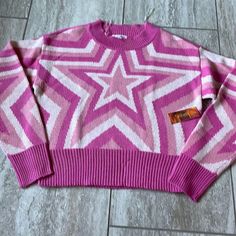 Derek Heart Star Design Pink 100% Acrylic Handwashcold With Like Colors Only And Gentle Cycle Do Not Bleach Do The Twist The Wring Lay Flat To Dry Use Iron If Needed Green Sweater Women, Heart Sweaters, Studded Sweater, Winter Blouses, Chevron Sweater, Camo Sweater, Star Sweater, Cold Shoulder Sweater, Pink Crewneck