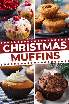 christmas muffins collage with text overlay