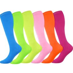 PRICES MAY VARY. Quality material: our neon knee thigh high socks are made of quality cotton, soft and comfortable to the touch, safe to the skin, can be worn for a long time; The socks are exquisite in workmanship, which can fit the legs better Package included: you will receive 6 pairs knee thigh high socks in vivid colors, each color shows vitality and youth, can be matched with different styles of clothes, make you stand out in the crowd, sufficient quantity to meet your daily replacement ne Multicolor Stretch Knee-high Socks, Stretch Multicolor Knee-high Socks, Skate Socks, Striped Knee High Socks, Over The Calf Socks, Neon Stripes, Thigh High Socks, Socks For Women, Black Knees