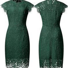 Brand New With Tags - Never Worn! Design: Eyelash Lace, Slimming Sheath Style, Full Lace Short Midi Dress, Full Zip Back, Some Stretch Size: Large (Us 12-14) Green Lace Pencil Dress, Sleeveless Green Lace Midi Dress, Elegant Green Sleeveless Lace Dress, Elegant Green Short Sleeve Lace Dress, Green Short Sleeve Lace Dress For Party, Chic Green Lace Dress For Summer, Green Knee-length Lace Dress, Green Sleeveless Lace Party Dress, Green Lace Knee-length Dress