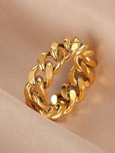 Gender: Men Color: Yellow Gold Material: Stainless Steel Style: Fashionable Men Chain, Trendy Ring, Linking Rings, Estilo Punk, Stainless Steel Ring, Chain Design, Rings Simple, Stylish Jewelry, Stainless Steel Rings