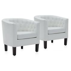 two white chairs sitting next to each other