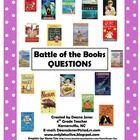 a poster with the words battles of the books questions written on it and pictures of children's books