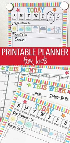 the printable planner for kids is shown