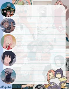 Plantilla de Word con temática del equipo 7 del anime Naruto Template Anime, Anime Diys, Clip Art Frames Borders, Note Writing Paper, Anime Paper, Instruções Origami, Cute Notes, Schedule Template, Stray Dogs Anime