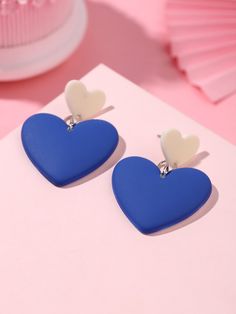 Multicolor Fashionable   Resin  Dangle    Jewelry Diy Jewelry To Sell, Heart Drop Earrings, Diy Resin, Polymer Clay Projects, Double Heart, Resin Earrings, Clay Projects, Resin Diy