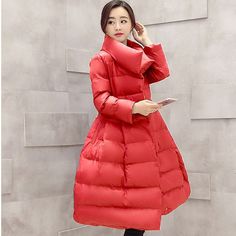 New Women Winter Down Jackets Warm Long Slim Coat and Jacket Female Big Swing Women Snow Outwear Solid Stand Collar Outerwear For Spring, Fall Long Coat Puffer Jacket, Long Coat For Cold Weather In Spring, Spring Long Coat For Cold Weather, Down Jackets, Black Glitter, New Woman, Clothing Patterns, Medium Length