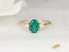 3 Stone Oval Ring, Rough Gemstone Jewelry, Emerald Green Stone, Box Video, May Birthstone Rings, Diamond Bar Necklace, Emerald Birthstone, 3 Stone Engagement Rings, May Birthstone