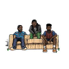 three black men sitting on a couch