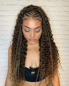 Half Back Box Braids, Half Braided Half Curly Black Hair, Cornrows And Crochet, Braided Hairstyles For Black Women Half Up Half Down, Half Cornrows Half Curly Weave Blonde, Half Back Braided Hairstyles, Half Braid Half Sew In Curly, Braids Half Up Half Down Black Women, Half Up Braided Hairstyles Black Women