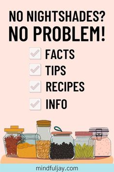 a poster with the words, no nightshades? no problem fact tips recipes info