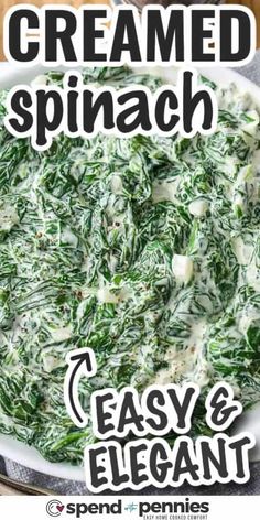 This creamed spinach recipe is an easy and delicious option that combines fresh or frozen spinach with a velvety cheese sauce. Featuring cream cheese, heavy cream, and sautéed onions, making it perfect as a dip or as a stuffing for chicken breasts. This is an easy side or light vegetarian main, that brings a savory, buttery flavor to the table. Enjoy this delightful blend of textures and tastes in just a few simple steps! #spendwithpennies Creamed Spinach Recipe Healthy, Spinach Recipes Healthy, Sauteed Brussel Sprouts, Creamed Spinach Recipe, Oven Baked Chicken Breasts, Scalloped Potato Recipes, Roasted Root Vegetables, Easy Cream, Pork Tenderloin Recipes