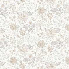 a white and gold floral wallpaper pattern