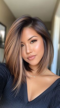 💖 Effortless A Line Long Haircut Lob Haircuts Inspiration | Pinterest Favorite Long Asymmetrical Haircut, Long Lob Haircut, Inverted Bob With Layers, Haircuts With Balayage, Haircuts Inspiration, Long Angled Bob Hairstyles, Haircut Lob, Grow Long Healthy Hair, Long Angled Bob