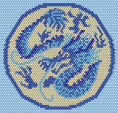 a blue and white cross stitch pattern with waves on it