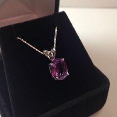 "Gorgeous Color Change Alexandrite Pendant Necklace * 2ct Oval Cut Alexandrite measures 9x7mm * Solid Sterling Silver * 16\" or 18\" Sterling Silver Chain Included Hallmarked & Gift Ready! Matching Earrings & Ring Available! This Alexandrite is Laboratory Grown. The color changes in this stone range from deep purple to fuchsia to a iridescent blue green lavender mix depending on the level & type of light it is exposed to. It is optically identical to the natural in every way and in h Purple Sterling Silver Oval Pendant Necklace, Antique Purple Pendant Necklace, Alexandrite Jewelry Vintage, Alexandrite Necklace Pendants, Antique Alexandrite Jewelry, Types Of Lighting, Oval Cut, Deep Purple, Matching Earrings