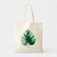 Stylish Watercolor Tropical Green Monstera Leaf Tote Bag Green Eco-friendly Canvas Tote Bag, Green Eco-friendly Tote Canvas Bag, Green Tote Bag With Eco-friendly Ink, Eco-friendly Natural Tote Bag, Eco-friendly Natural Canvas Travel Bag, Eco-friendly Green Canvas Bag, Tropical Bag, Watercolor Tropical, Diy Bag Designs