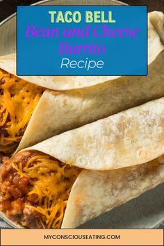 Bean and cheese burritos Copycat Taco Bell Bean Burrito, Taco Bell Pintos And Cheese Copycat, Taco Bell Bean Burrito, Cheese Burrito Recipe, Taco Bell Breakfast, Creamy Beans, Taco Bell Sauce, Bean And Cheese Burrito