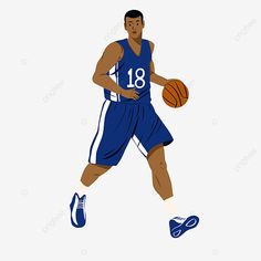 a basketball player dribbling the ball with his hand, illustration, character png and psd