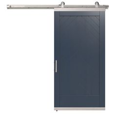 The JELD-WEN Rustic Wood DesignGlide Barn Door Kit combines style and function. The painted door paired with satin nickel hardware adds charm to any space. Looks great in a home office, pantry, closet, bathroom or laundry room. They're also a perfect choice for tight spaces. JELD-WEN 42-in x 80-in Maritime Blue Chevron Maple Wood Solid Core Barn Door (Hardware Included) | LOWOLJW248500068 Closet Bathroom, Office Pantry, Maritime Blue, Painted Door, Satin Nickel Hardware, Barn Door Kit, Pantry Closet, Storm Door, Solid Core