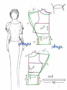 a drawing of a woman's dress with measurements for the top and bottom part