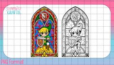 the legend of zelda stained glass is shown in front of an image of princess zelda