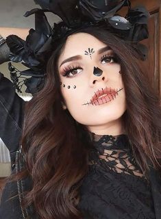 Makijaż Sugar Skull, Muertos Makeup, Halloween Makeup Sugar Skull, Dead Makeup, Halloween Makeup Diy