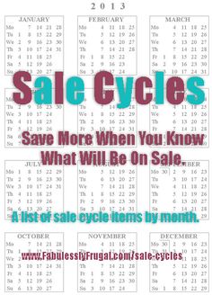 a calendar with the dates for sale cycles