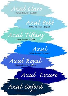 the names of different font styles and colors on a white background with blue, green, purple