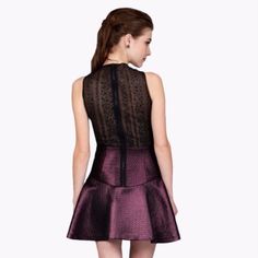 Embellished Back Metallic Jacquard Fit & Flare Dress. Features Built In Cups And A See Through Design In Back. Worn To One Event. Purchased From Nordstrom. Couture Dresses, Purple Black, Fit Flare Dress, Fit & Flare, Flare Dress, Colorful Dresses, Cocktail Dress, Built In, Nordstrom