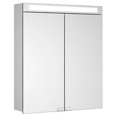 a white bathroom cabinet with two doors