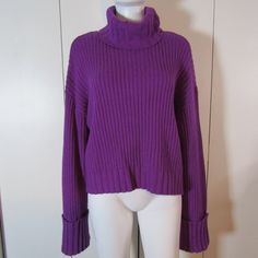 Nwt Size Medium, Pansy Jewel Purple, Pullover Sweater, Long Cuffed Sleeves, Dropped Shoulder, Turtle Neck, Approximate Measurements Taken Laying Flat In Inches: Armpit To Armpit 22", Length 21" Purple Pullover, Turtle Neck Sweater, Cuff Sleeves, Colorful Sweaters, Nine West, Turtleneck Sweater, Pullover Sweater, Drop Shoulder, Neck Sweater