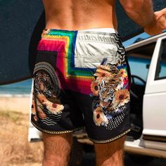 Belonging to our Eco-Collection, these shorts are handmade in Portugal from finely woven fabric made from recycled ocean plastic and ghost fishing nets. Designed for active men, this collection is designed for fit, comfort, durability, style and of course having an awesome summer with plenty of sea, sun, surf and afterwards we'll catch you at the beach bar. See you there! Multicolor Summer Outdoor Shorts, Multicolor Outdoor Shorts, Black Beachwear Surfing Shorts, Multicolor Swim Trunks For Summer Outdoors, Black Beachwear Shorts For Surfing, Black Beach Shorts For Outdoor, Black Beachwear Shorts For Outdoor, Black Surfing Shorts For Beach Season, Beachwear Bottoms For Outdoor