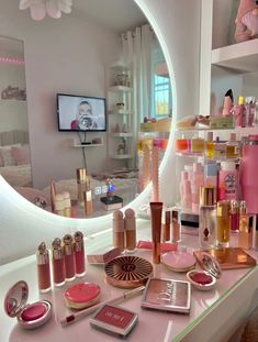 #rarebeauty #makeup #aesthetic #dior #diorbeauty #diormakeup #charlottetilbury Dressing Table Inspo, Aesthetic Dior, Girls Dressing Table, Girl Therapy, Dream Bedroom Inspiration, Makeup Aesthetic, Girly Room, Clean Aesthetic, Makeup Room