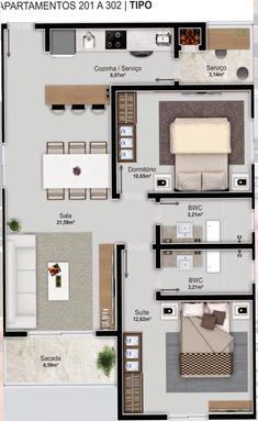 an apartment floor plan with the bedroom and living room on top of each other,