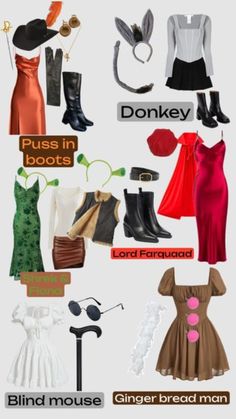 a bunch of different types of clothes and accessories for women in the style of dolls