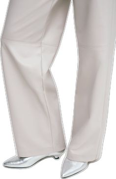 Sleek Leather Bottoms, Sleek Solid Leather Bottoms, Sleek Leather Bottoms In Solid Color, Elegant Beige Leather Bottoms, Modern Leather Bottoms For Spring, Beige Faux Leather Bottoms For Workwear, Winter Clothing, White Pants, Fall And Winter