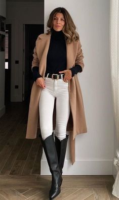 Grey And Tan Outfit, Tan Clothes, Tan Outfit, Clothes Wardrobe, Trendy Fall Outfits, Wardrobe Style, Autumn Outfit, Business Casual Outfits, White Pants