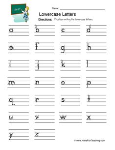 the lowercase letter worksheet for handwriting