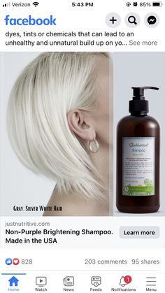 Silver White Hair, Shampoo For Gray Hair, White Hair, Hand Soap Bottle, Pearl Earrings, Hair Cuts, Dye, Purple, Hair