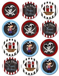 pirate birthday cupcake toppers