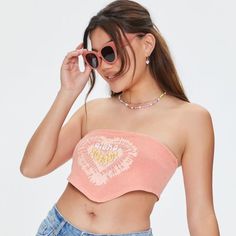 Forever 21 Aloha Graphic Tube Top Small 12” Across, Elastic Top Trendy Pink Crop Top For Day Out, Casual Pink Crop Top For Summer, Casual Pink Crop Top For Day Out, Trendy Crop Top For Beach Season, Trendy Pink Crop Top For Beach, Casual Pink Crop Top For Beach Season, Forever 21 Pink Crop Top For Summer, Forever 21 Fitted Pink Crop Top, Forever 21 Trendy Pink Crop Top